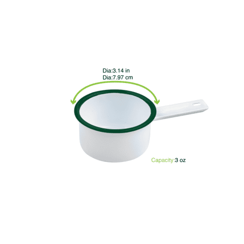 Enamel Mini Casserole Blanche Avec Bord Vert 100Ml X 12Pcs