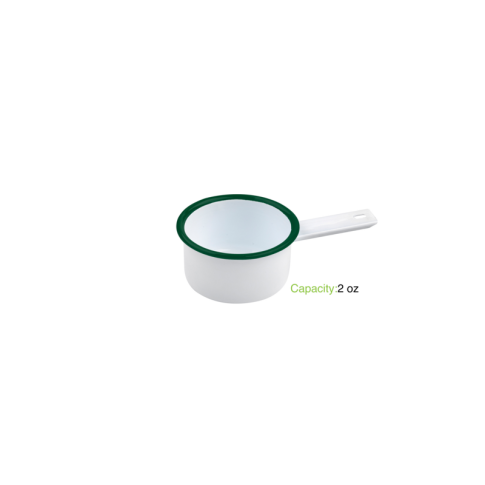 Enamel Mini Casserole Blanche Avec Bord Vert 50Ml X 12Pcs