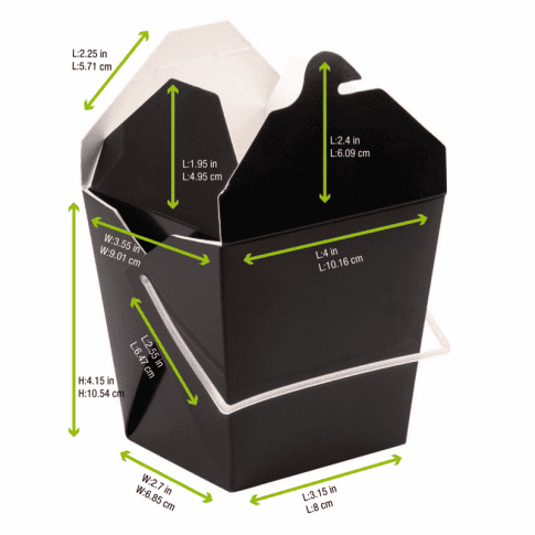 Boîte carré noir avec anse 950ml   H110mm