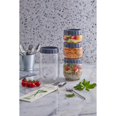 Bokolock 430 Ml Pet Avec Couvercle Gris 100X70Mm - X36Pcs