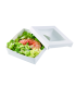 Boîte "Kray" carrée carton blanc avec couvercle à fenêtre en PLA 350ml   H50mm