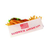 Sac papier blanc sandwich américain ouvert sur 2 côtés