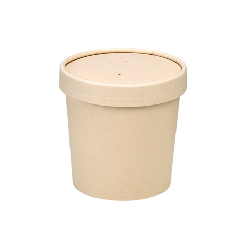 Pot carton fibre de bambou chaud et froid avec couvercle 230ml 90mm  H86mm