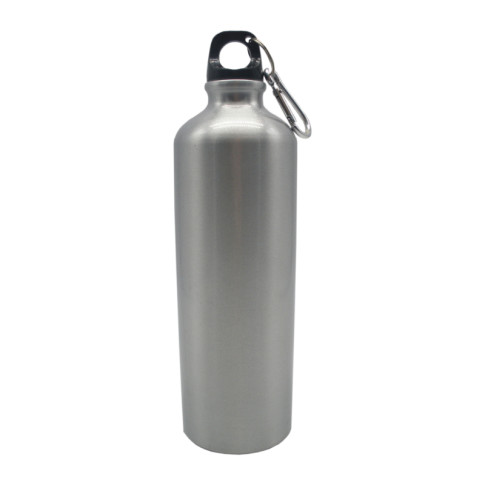 Bouteille à eau en aluminium avec bouchon mousqueton   H255mm 750ml