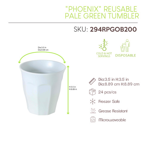 "Phoenix" Gobelet RÃ©employable RecyclÃ© Vert D'Eau Diam89Mm H89Mm 200Ml/7Oz X48Pcs (6X8Pcs)