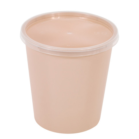Bol Reemp pp beige avec  couvercle transparent 700ml 120mm  H125mm