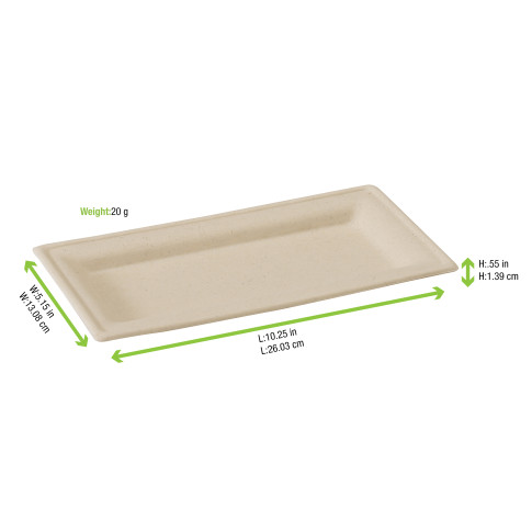 Assiette rectangulaire brune en pulpe 750ml 190mm