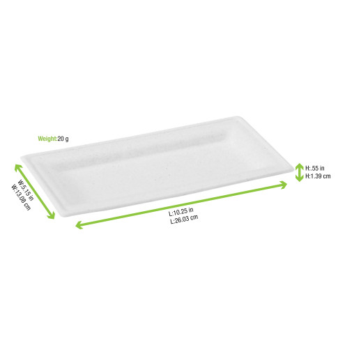 Assiette rectangulaire blanche en pulpe