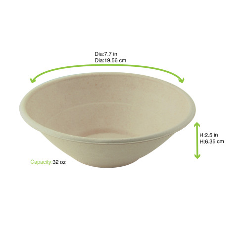 BOL ROND PULPE BRUN 32OZ DIAM 196MM X250PCS (2X125PCS)