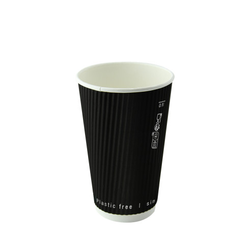 Gobelet rippley noir sans plastique 350ml 90mm  H111mm