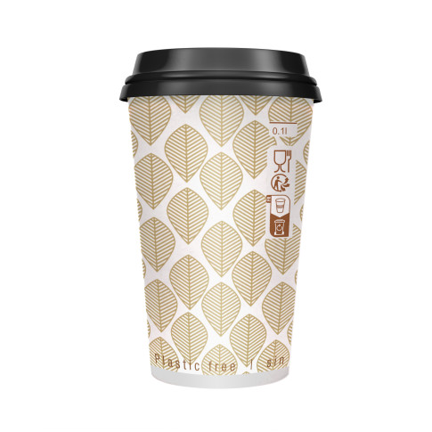Gobelet en papier imprimé à double paroi sans plastique 350ml 90mm  H138mm
