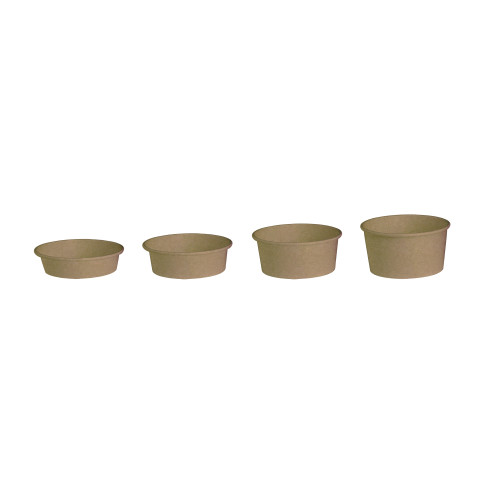 Saladier rond en carton kraft avec couvercle plastique PET "Buckaty" 1 140ml 187mm  H65mm