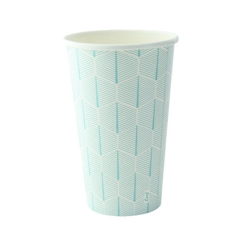 Gobelet carton décor "Leaf" 350ml 90mm  H138mm