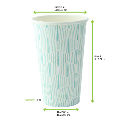 Gobelet carton décor "Leaf" 350ml 90mm  H138mm