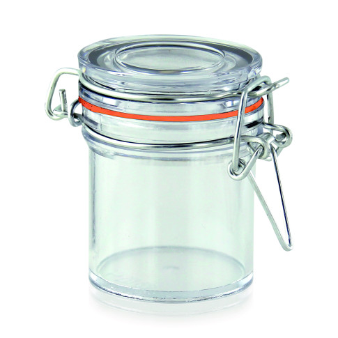 Bocal plastique PS transparent rond - 300ml 106mm  H60mm