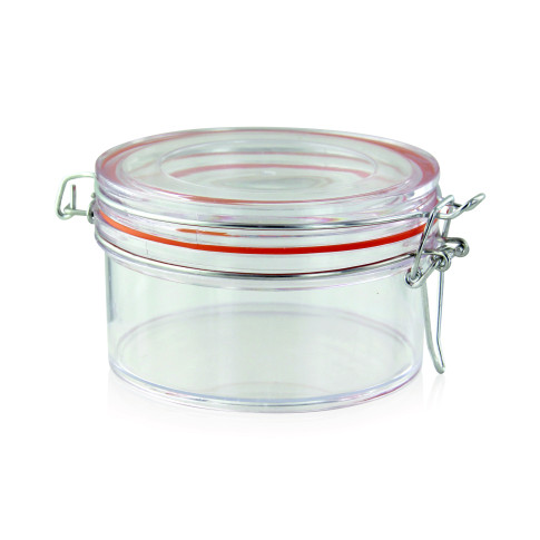 Bocal plastique PS transparent rond - H64mm
