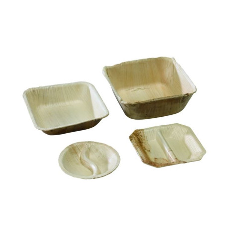 Coupelle carrée en palmier 2 compartiments  100x100mm H15mm