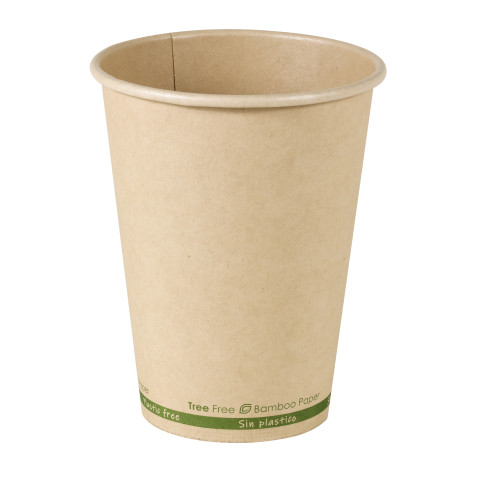 Gobelet blanc en carton fibre de bambou sans plastique, Waterbased 230ml 80mm  H110mm
