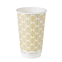 Gobelet en carton brun à double paroi sans matière plastique, Waterbased 350ml 90mm  H136mm