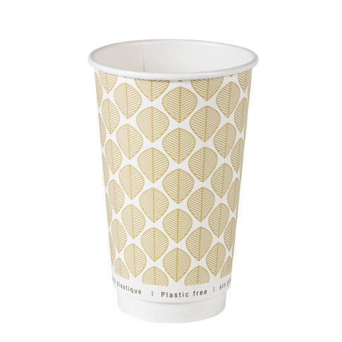 Gobelet en carton brun à double paroi sans matière plastique, Waterbased 350ml 90mm  H136mm