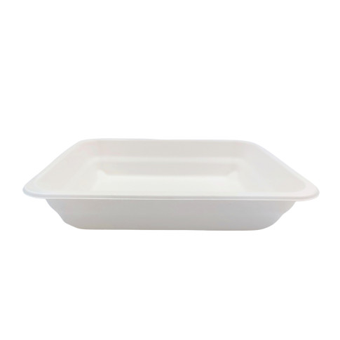 Barquette scellable blanche en pulpe de canne 1300ml  H45mm