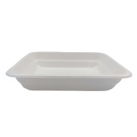 Barquette scellable blanche en pulpe de canne avec 2 compartiments 1060ml  H45mm