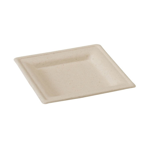 Assiette carrée brune en pulpe    H20mm