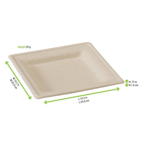 Assiette carrée brune en pulpe    H20mm