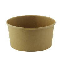 Saladier rond Buckaty en carton brun sans matière plastique, Waterbased 480ml dia150mm H48mm