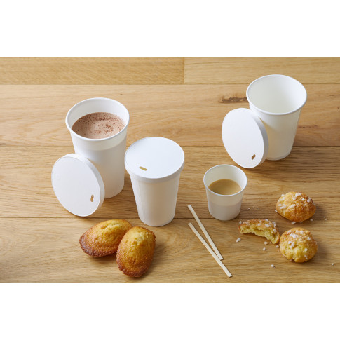 Couvercle plat blanc en carton sans matière plastique, Waterbased  dia74mm H12mm