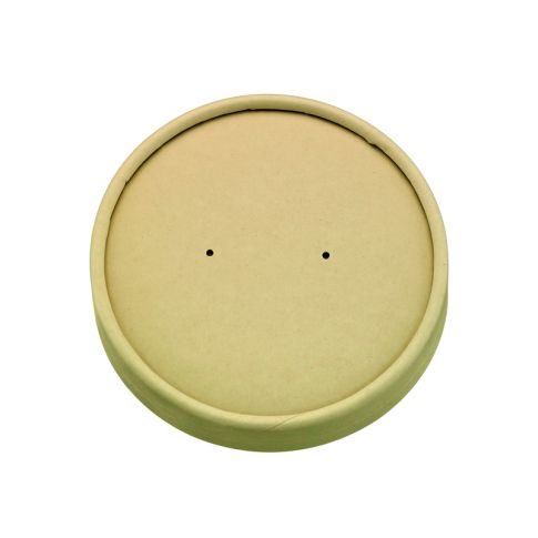 Couvercle plat brun en carton kraft sans matière plastique, Waterbaseddia150mm H16mm