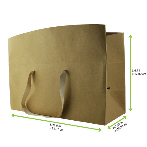 Sac Boite carton kraft poignées tissu    H170mm