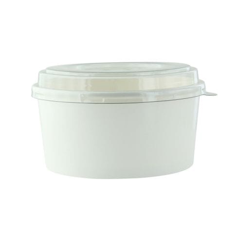 Saladier rond Blanc "Buckaty" et couvercle PET750ml 145mmH60mm