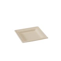 Assiette carrée brune en pulpe