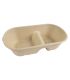 Boîte rectangulaire brune en pulpe 2-compartiments 1000ml H60mm