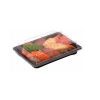 Coffret à sushi plastique noir avec couvercle charnièreH76mm