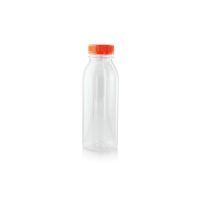 Bouteille transparente en plastique PET avec bouchon orange 330mlH161mm
