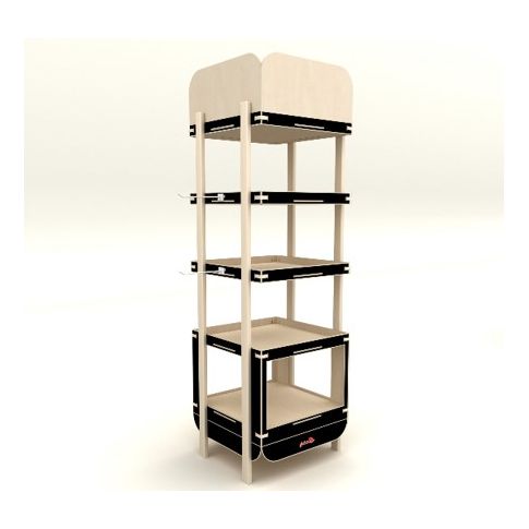 Display en bois - 4 étagères470x470mm H1 690mm