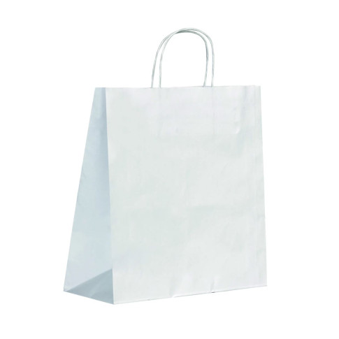 Sac cabas papier blanc poignées ficelles    H310mm