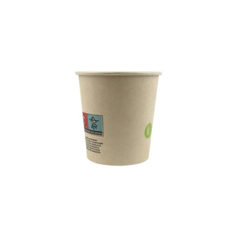 Gobelet blanc en carton fibre de bambou avec laminage plastique PE H60mm 90ml