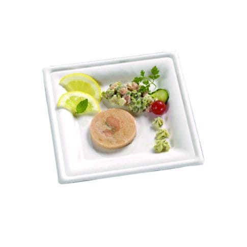 Assiette carrée blanche en pulpe205x205mm