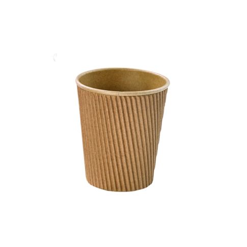 Gobelet Rippley en carton kraft ondulé beige à double paroiH92mm 230ml