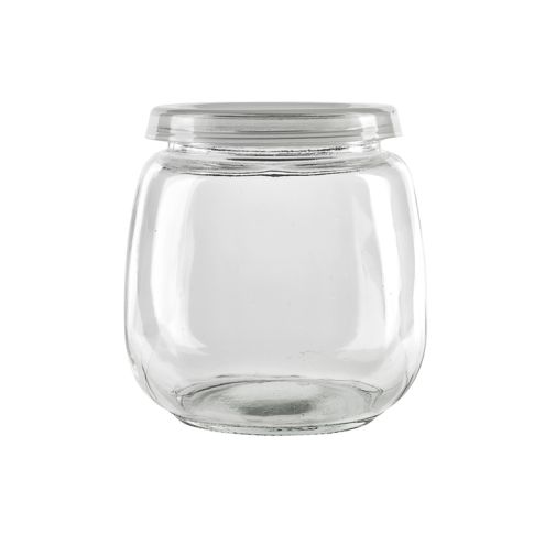 Bocal en verre sphérique avec couvercle plastique PP à clipserH73mm 200ml