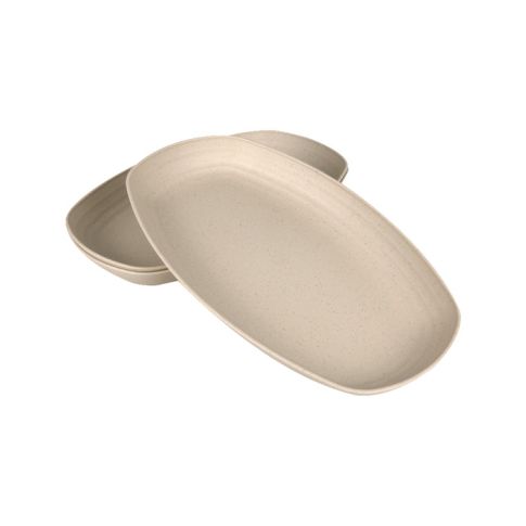 Huskly assiette ovale réemployable composite beige 290x180mm H32mm
