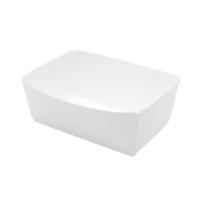 Barquette en carton blanc impression journal 120x70mm H43mm 510ml