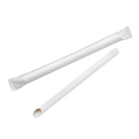 Paille biseautée blanche pour Bubble Tea   H12mm
