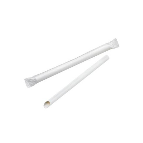 Paille biseautée blanche pour Bubble Tea   H12mm