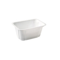Barquette scellable rectangle, en plastique blanc 40x50mm