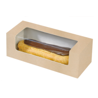 Boîte carton à fenêtre PET pour éclair ou macaron 150x60mm H50mm