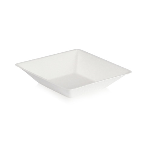 Assiette carrée blanche en pulpe